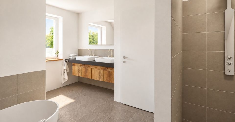 Visualisierung des Badezimmers von Haus 14